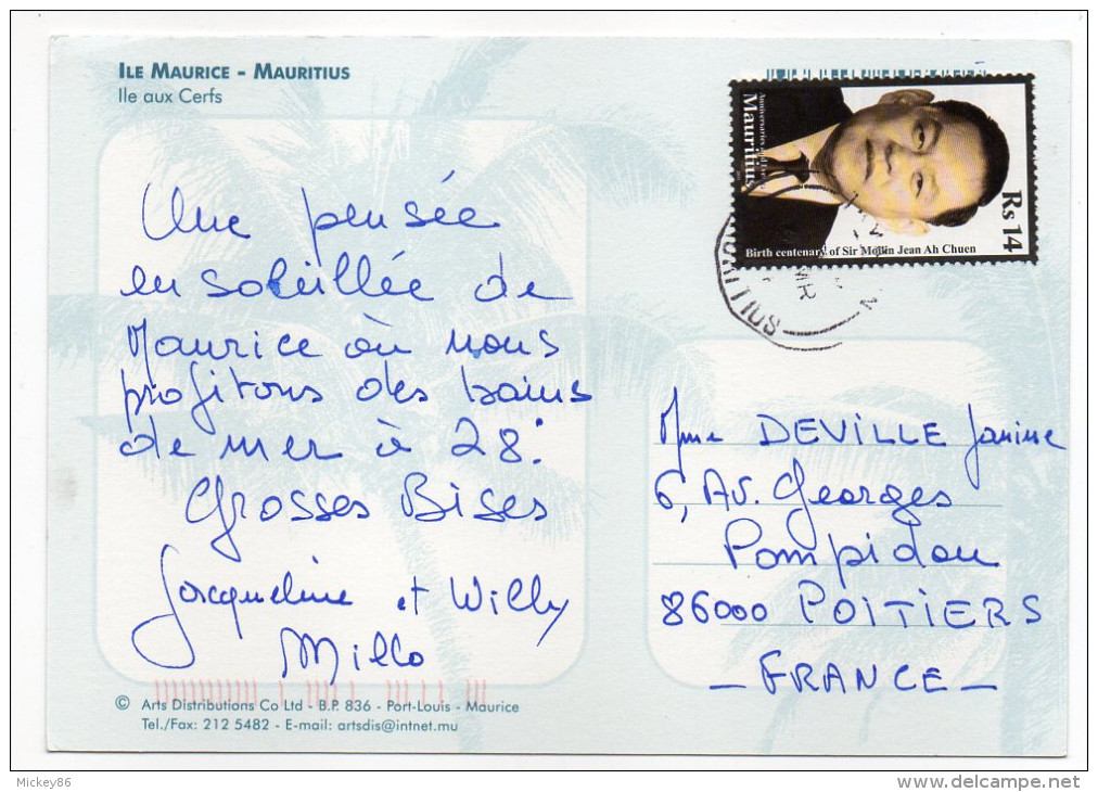 Ile MAURICE---Lot De 3 CPM  (vues Aériennes + Multivues )--beaux Timbres Au Verso - Maurice