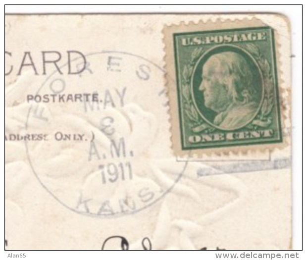 Forest Kansas DPO-4 Barber County Closed Post Office Cancel Postmark On 1910s Vintage Postcard - Marcophilie