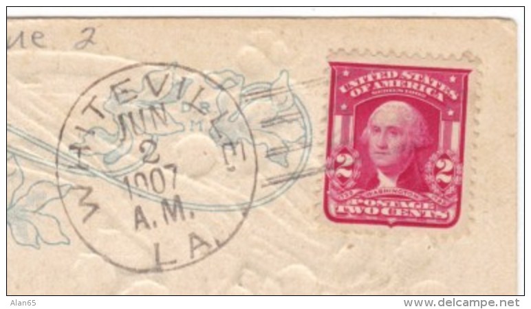 Whiteville Louisiana St. Landry Parish Doane Post Office Cancel Postmark On 1900s Vintage Postcard - Storia Postale