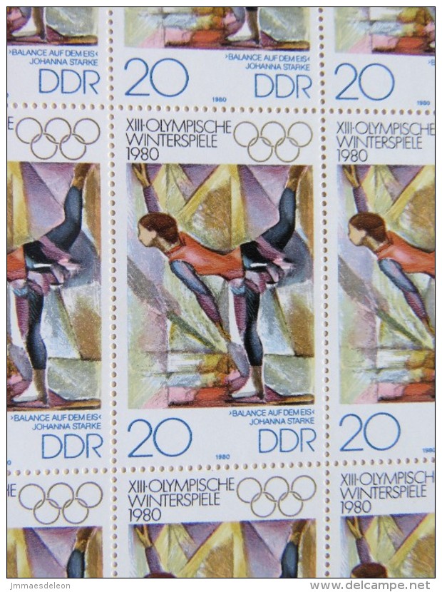 Germany (DDR) 1980 Full Plate Mint - Olympics Lake Placid - Skating - Unused Stamps