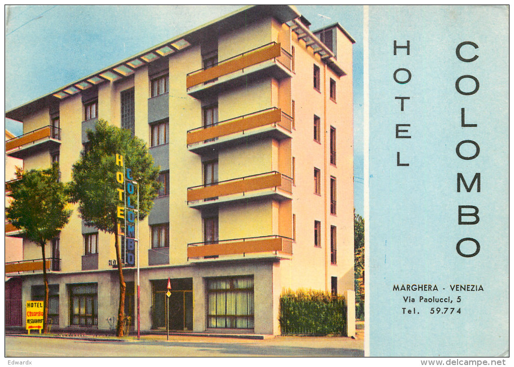 Hotel Colombo, Marghera, VE Venezia, Italy Postcard Posted 1972 Stamp - Venezia
