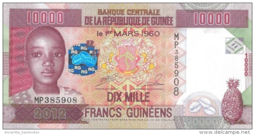 GUINEA 10000 FRANCS 2012 P-46a UNC  [ GN336a ] - Guinee