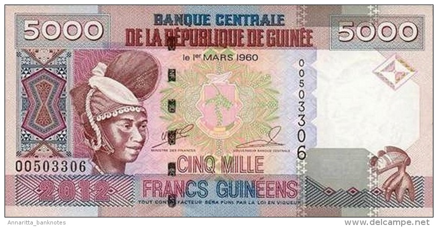 GUINEA 5000 FRANCS 2012 P-41b UNC  [ GN330b ] - Guinea