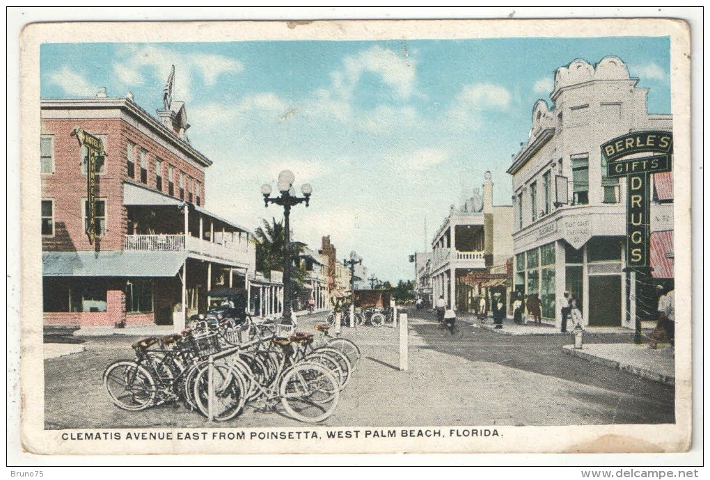 Clematis Avenue East From Poinsetta, West Palm Beach, Florida - Bicycle Rack - Berle´s Drugs - Palm Beach