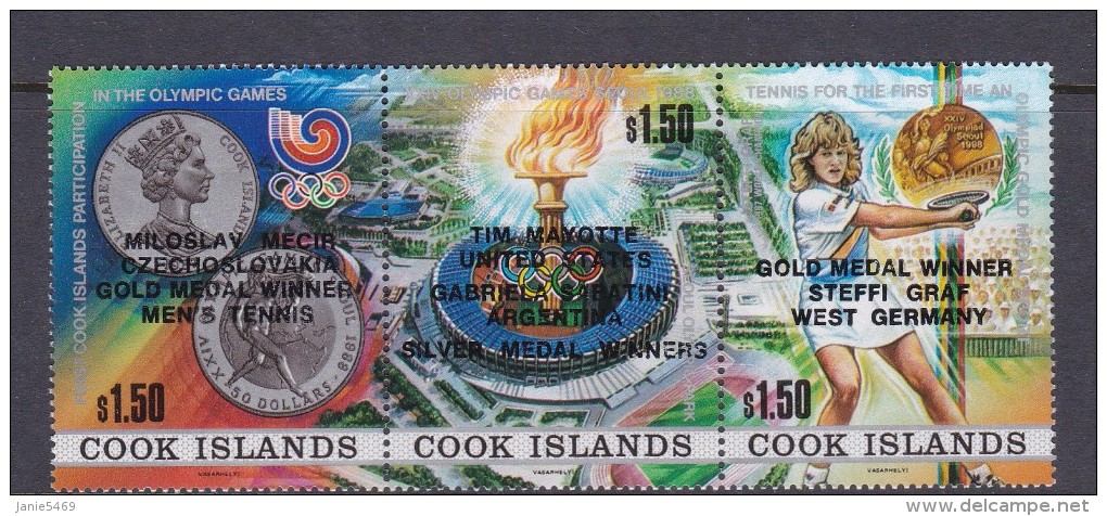 1988 Seoul Cook Islands Olympic Gold Medal Winner Steffi Graf MNH - Zomer 1988: Seoel