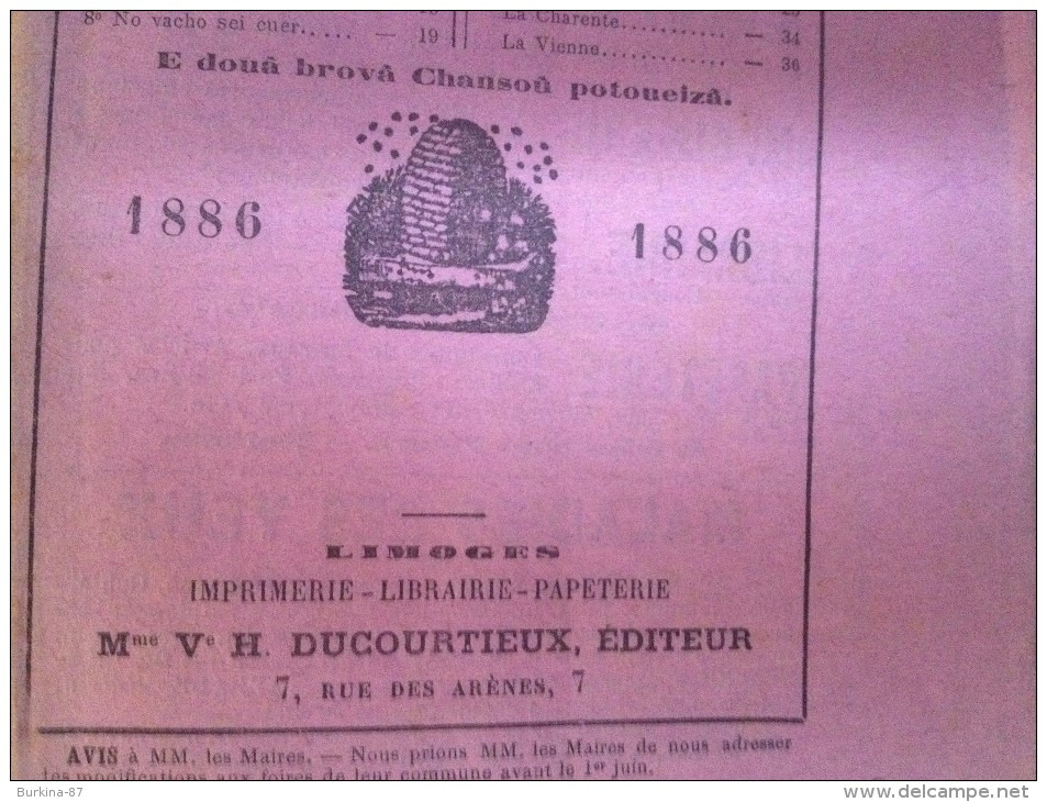 PETIT ALMANACH LIMOUSIN , 1886, Agricole Et Commercial - Small : ...-1900
