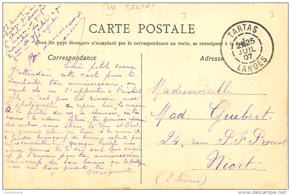 Cpa TARTAS 40 Bureau De Poste - Carte Non Légendée - échelle De Couvreur - - Tartas