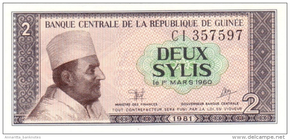 GUINEA 2 SYLIS 1981 P-21a UNC  [ GN311a ] - Guinea