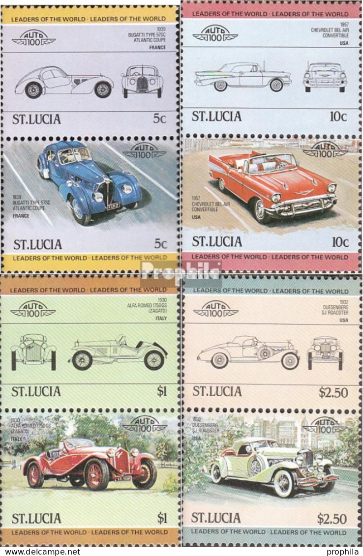 St. Lucia 652-659 Paare (kompl.Ausg.) Postfrisch 1984 Autos - St.Lucia (1979-...)