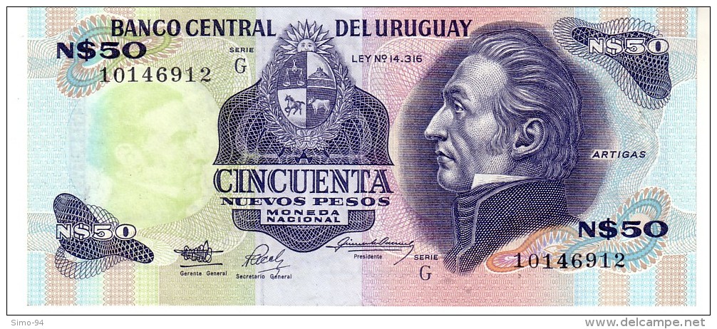 Uruguay P.61a 50 Pesos 1989 Aunc - Uruguay