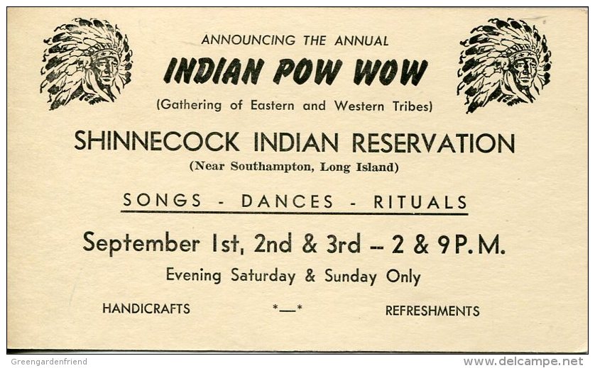 11634 U.s.a.  Private Stationery 2c. Indian Pow Wow Shinnecock Indian Reservation - American Indians