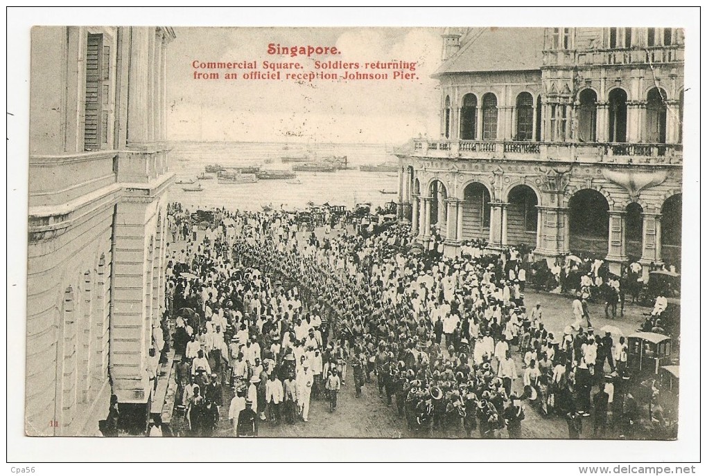 SINGAPORE - Old Postcard SOLDIERS Reception Johnson Pier (1926) - Singapour