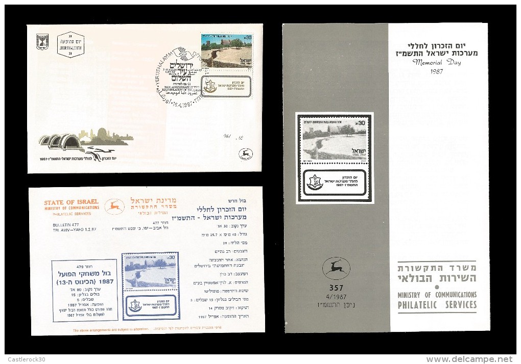 E)1987 ISRAEL, AMMUNITION HILL MEMORIAL, JERUSALEM, SC 961 A407, FDC AND FDB - Collections, Lots & Series