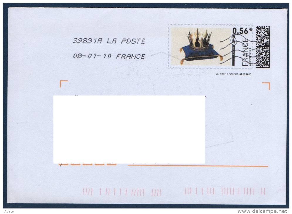 Montimbrenligne Couronne 0.56 Sur Enveloppe Oblitéré 09/01/10 - Timbres à Imprimer (Montimbrenligne)