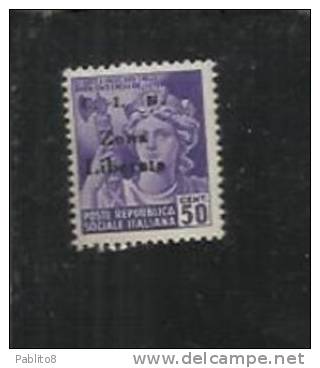 REPUBBLICA SOCIALE CLN RSI 1945 ZONA LIBERATA CENTESIMI 50 CENT. 50c MNH - National Liberation Committee (CLN)