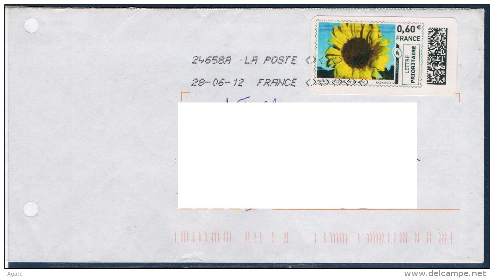 Montimbrenligne Tournesol 0.60 Sur Enveloppe Oblitération 28/06/12 - Timbres à Imprimer (Montimbrenligne)