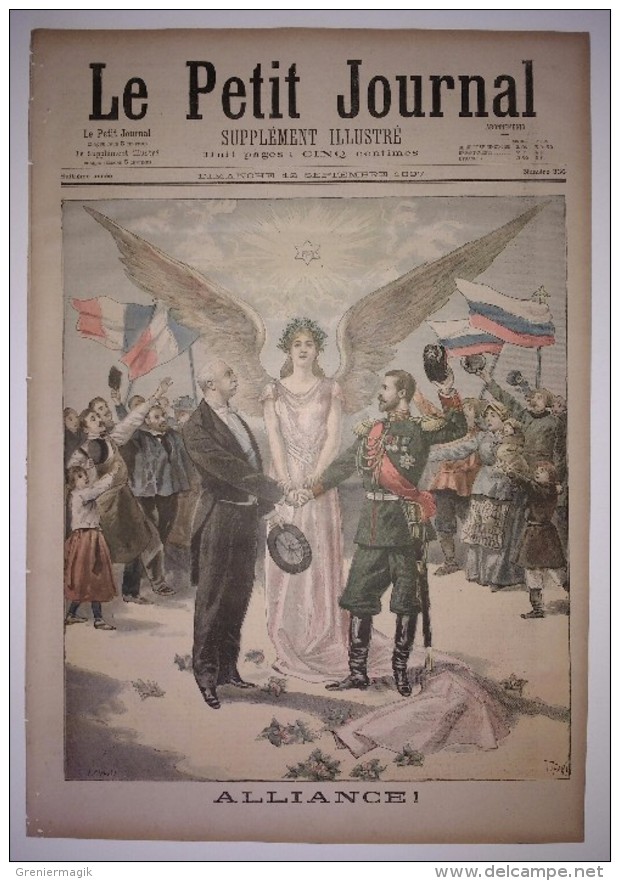 Le Petit Journal 12/09/1897 Alliance ! (Félix Faure Et Nicolas II Empereur Russe) - Retour Du Président à Dunkerque - 1850 - 1899