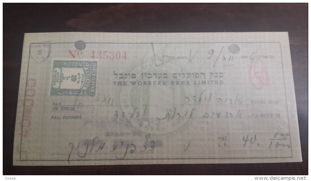 Israel-the Workers Bank Limited-(number Chek-435304)-(40lirot)-1946 - Israel