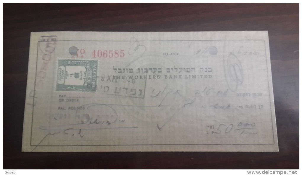 Israel-the Workers Bank Limited-(number Chek-406585)-(50lirot)-1946 - Israël