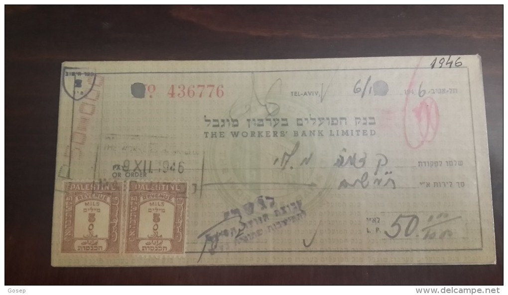 Israel-the Workers Bank Limited-(number Chek-436776)-(50lirot)-1946-(bait Kadma) - Israel