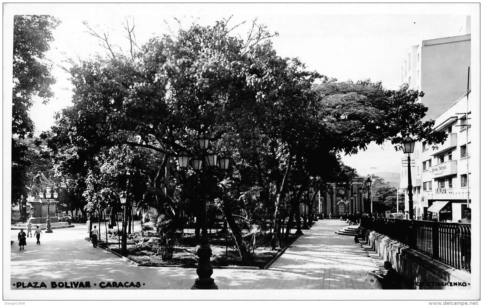 05999 "VENEZUELA - CARACAS - PLAZA BOLIVAR" ANIMATA. CART. ILL. ORIG. SPEDITA 1948 - Venezuela