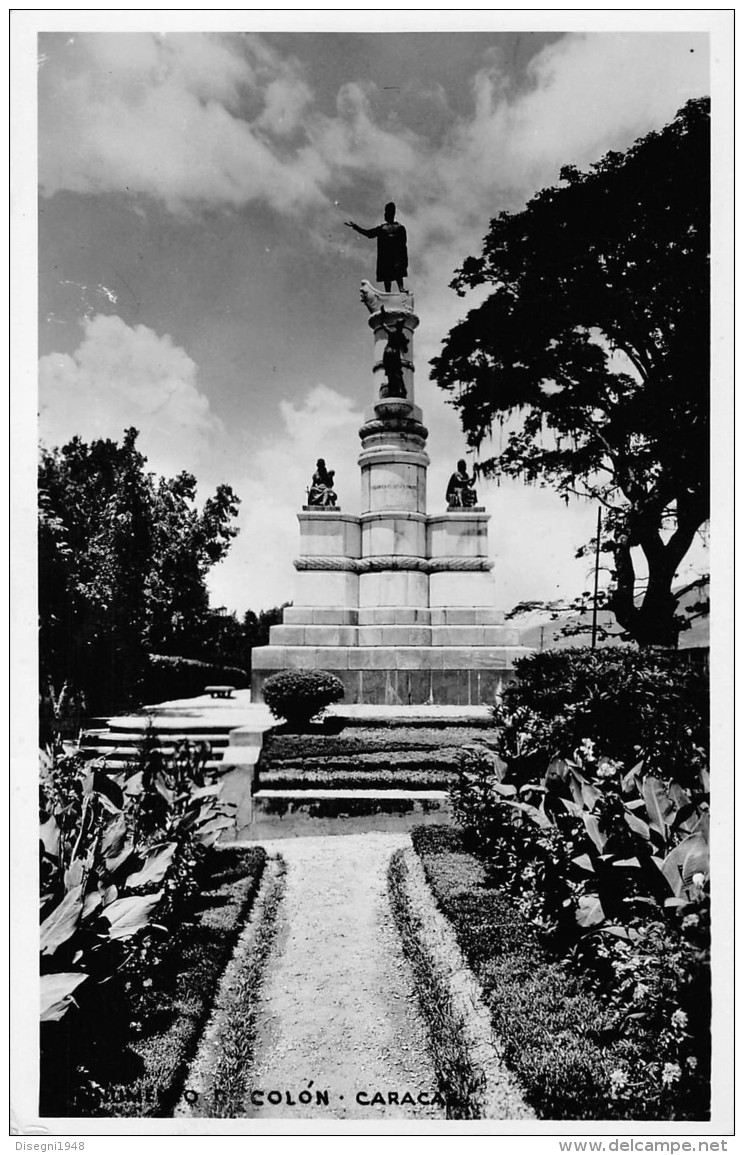 06001"VENEZUELA - CARACAS - MONUMENTO DE COLON" CART. ILL. ORIG. SPEDITA 1948 - Venezuela