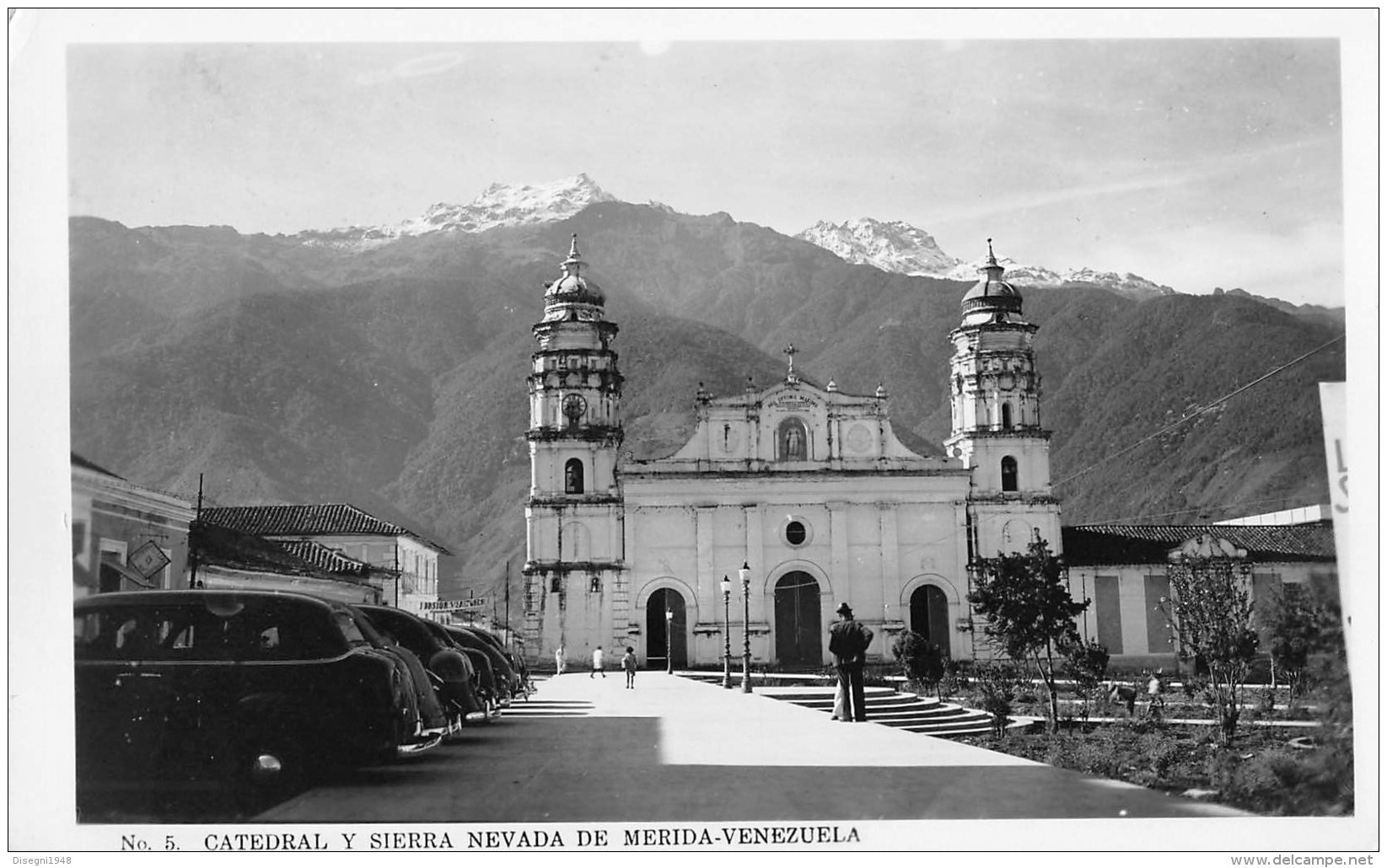 06007 "VENEZUELA - MERIDA - CATEDRAL Y SIERRA NEVADA" ANIMATA, AUTO ANNI '40. CART. ILL. ORIG. NON SPEDITA - Venezuela