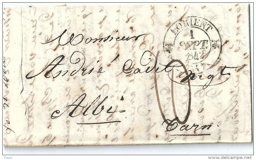 2  LETTRES -  Cachets  Au  Départ  De   LORIENT  à  Destination  D' ALBI - 1801-1848: Précurseurs XIX