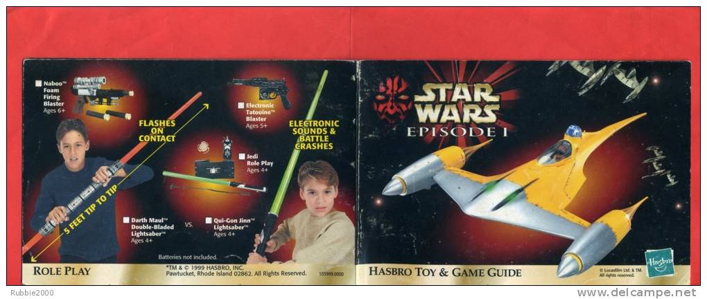 CATALOGUE STAR WARS EPISODE I 1999 HASBRO TOY ET GAME GUIDE - Episode I