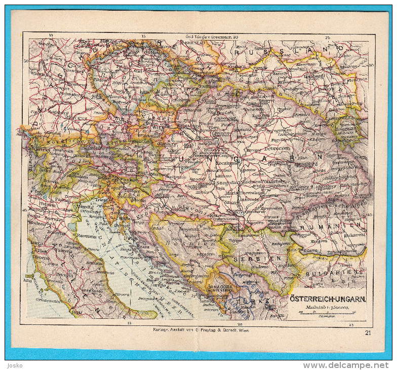 AUSTRIA - HUNGARY ... Original Old Map About 1900.y * Maps Cartes Anciennes Alte Karten Vecchie Mappe *Osterreich-Ungarn - Geographical Maps