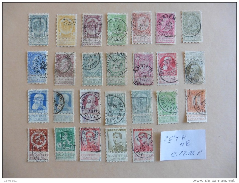 Belgique :   26 Timbres Oblitérés - Sammlungen