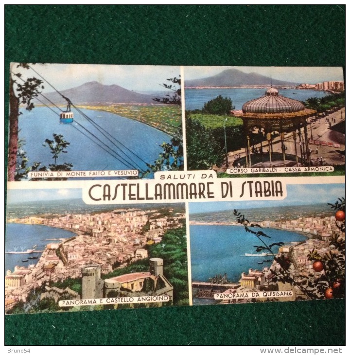 Cartolina Saluti Da Castellammare Di Stabia,funivia Monte Faito,corso Garibaldi,panorama Da Quisisana Viaggiata 1971 - Castellammare Di Stabia