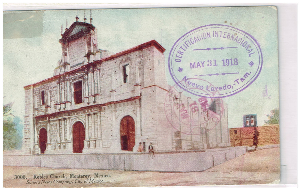 Mexico Registered Postcard Cover Scott #612 Montemorelos May 28 1918 Censor B/S Nuevo Laredo - TAM To USA Robles Montery - Mexiko