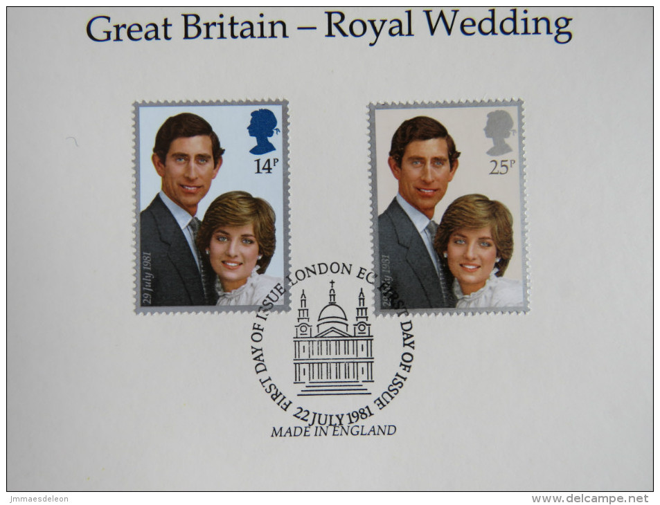 Great Britain 1981 FDC Lithograph - Royal Wedding - Scott 950/1 - Covers & Documents