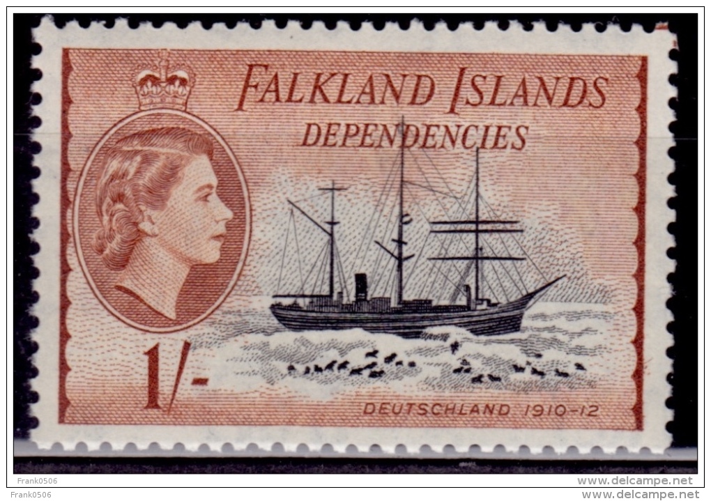 Falkland Islands Dependencies, 1954, Ships, 1sh, MLH - Falkland Islands