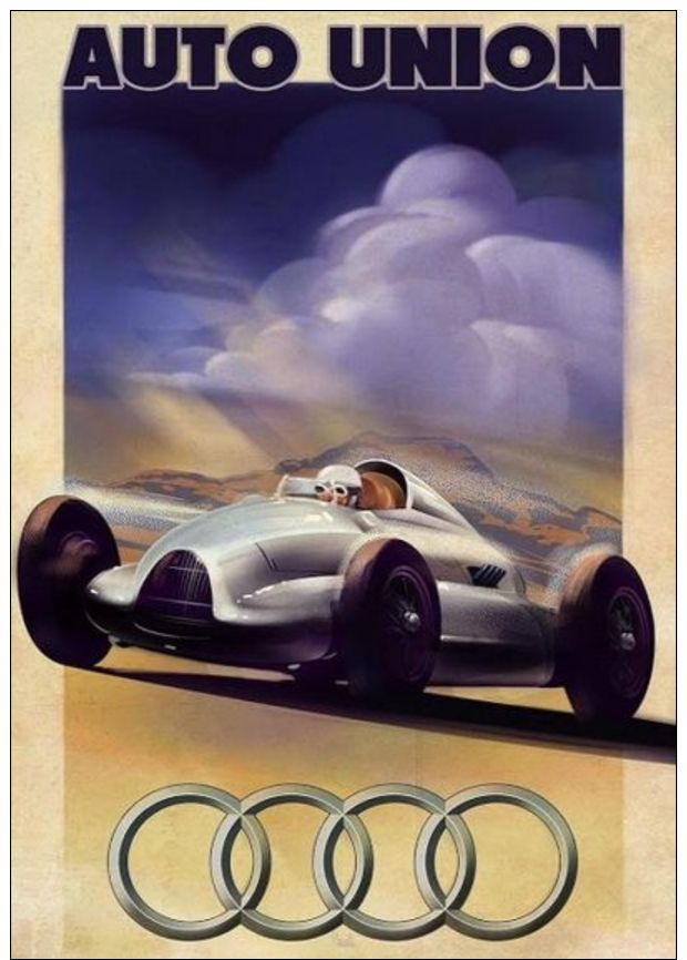 Postcard - Poster Reproduction - Automobile Auto Union GP (N) - Advertising