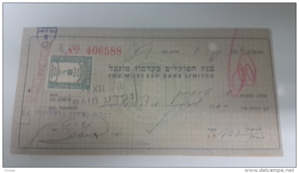 Israel-the Workers Bank Limited-(number Chek-406588)-(100lirot)-1946 - Israel