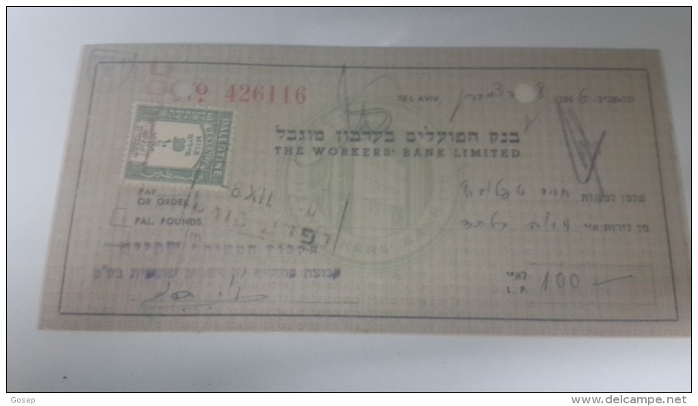 Israel-the Workers Bank Limited-(number Chek-426116)-(100lirot)-1946 - Israël