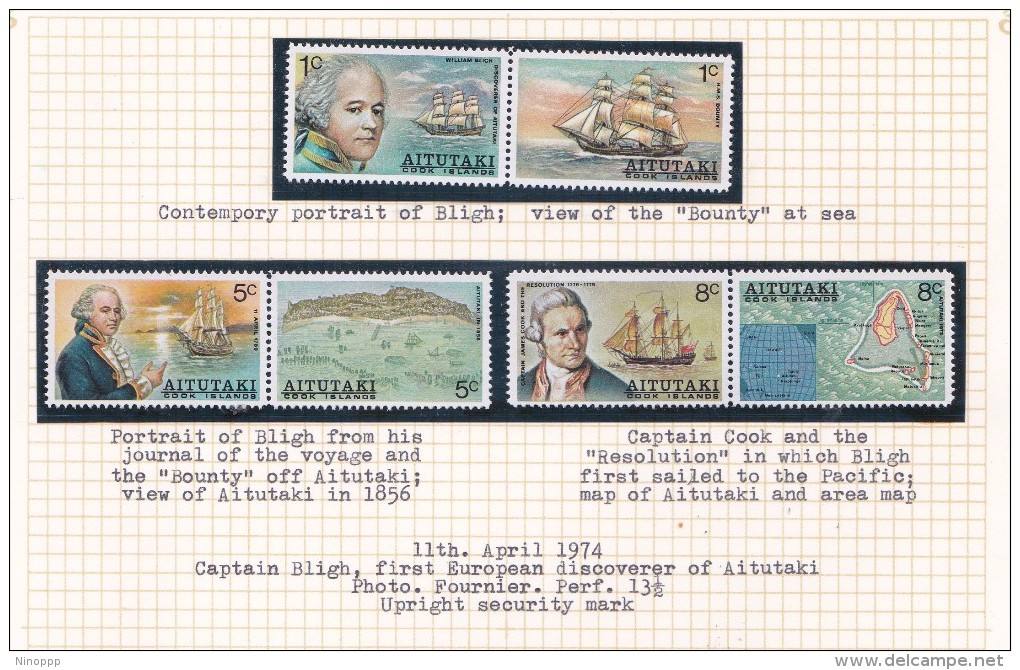 Cook Islands -Aitutaki SG 114-19 1974 William Bligh's Discovery  Set MNH - Cook