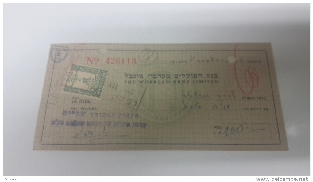 Israel-the Workers Bank Limited-(number Chek-426113)-(100lirot)-1946 - Israel