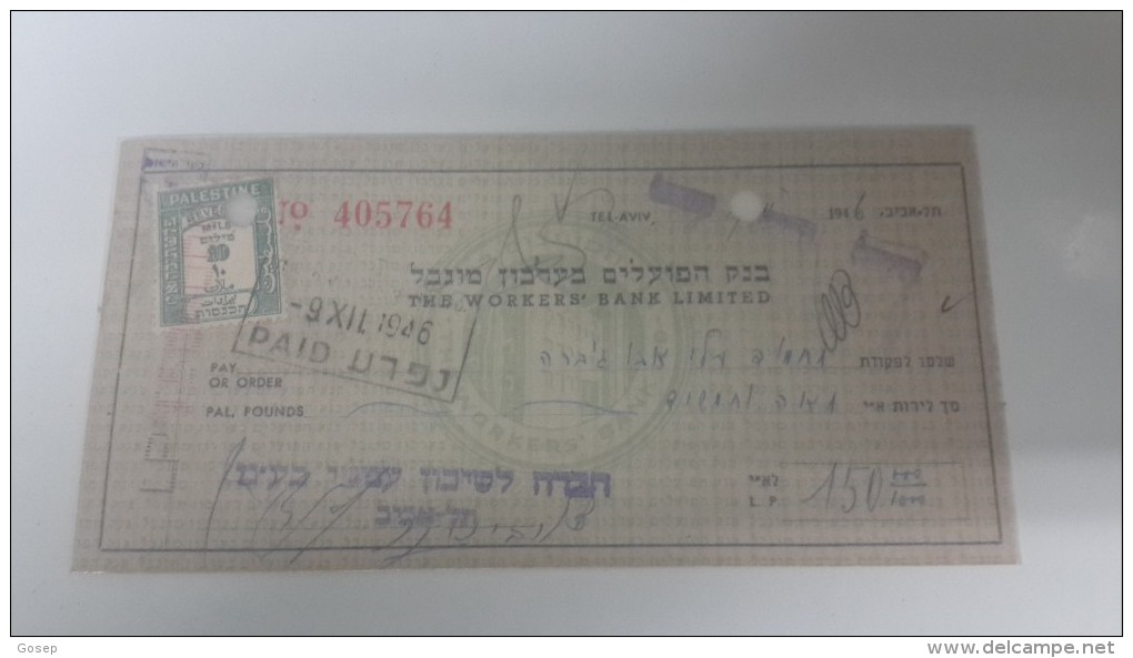 Israel-the Workers Bank Limited-(number Chek-405764)-(150lirot)-1946 - Israel