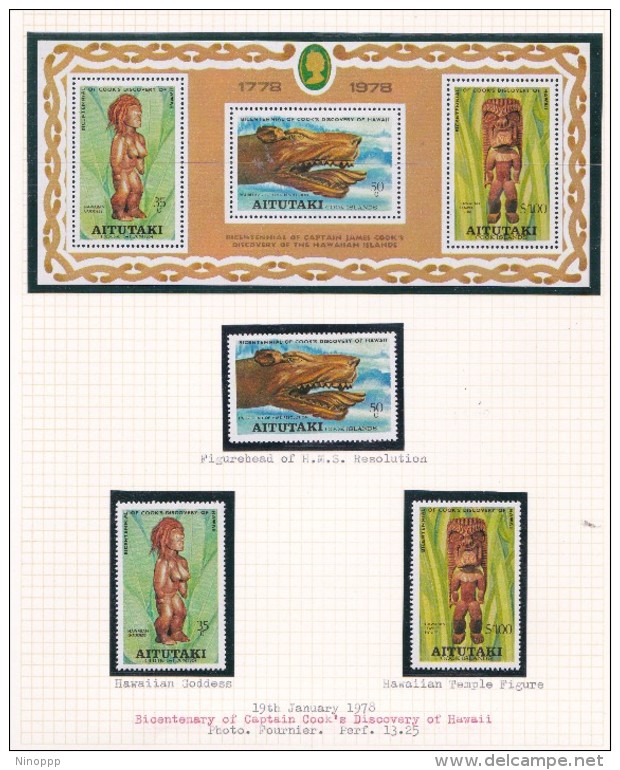 Cook Islands -Aitutaki SG 248-250+MS251 1978 Bicentenary Discovery Of Hawaii  MNH - Cookeilanden