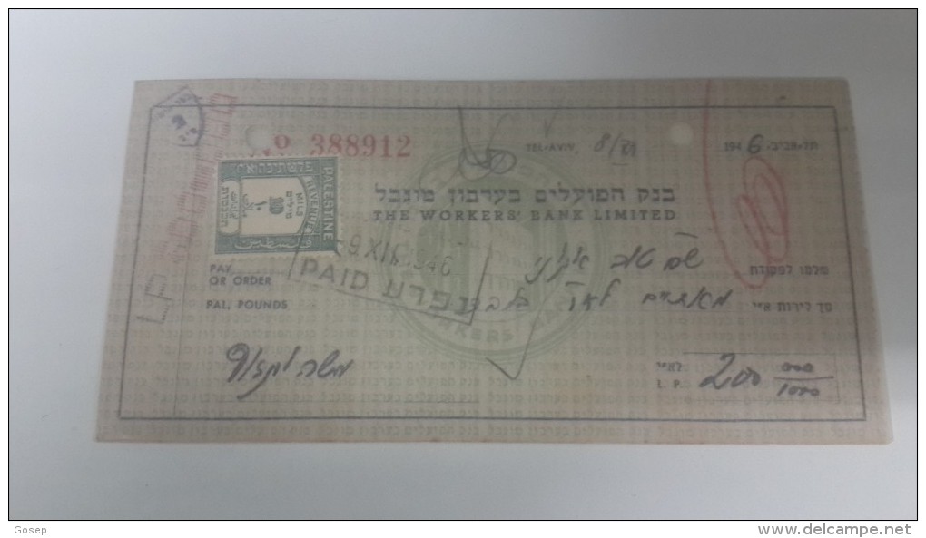 Israel-the Workers Bank Limited-(number Chek-388912)-(200lirot)-1946 - Israel