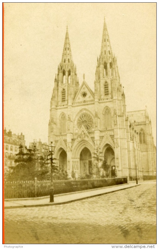 France Paris Basilique Sainte-Clotilde Rue Las Cases Ancienne CDV Photo 1870 - Old (before 1900)