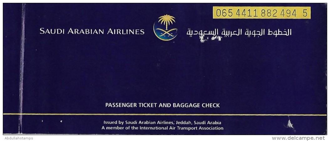 SAUDI ARABIAN AIRLINE PASSENGER TICKET (KRACHI-JEDDAH-KARACHI) - Tickets