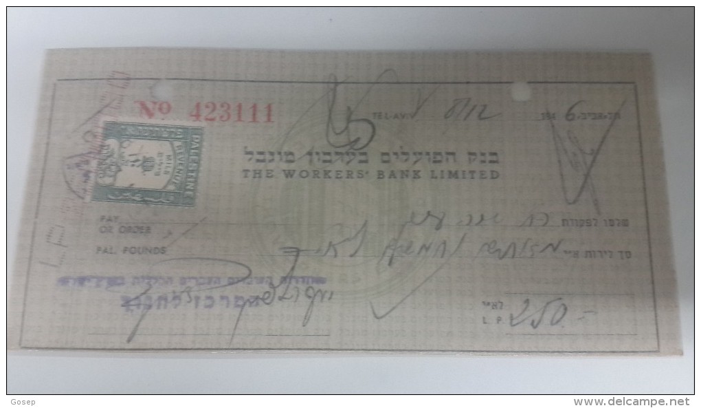 Israel-the Workers Bank Limited-(number Chek-423111)-(250lirot)-1946 - Israël