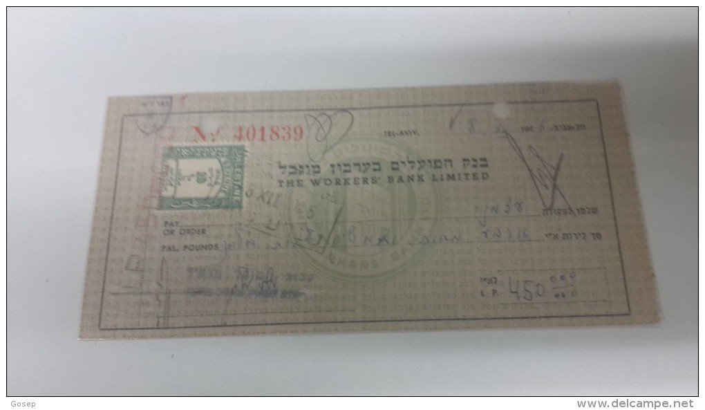 Israel-the Workers Bank Limited-(number Chek-401839)-(450lirot)-1946 - Israel