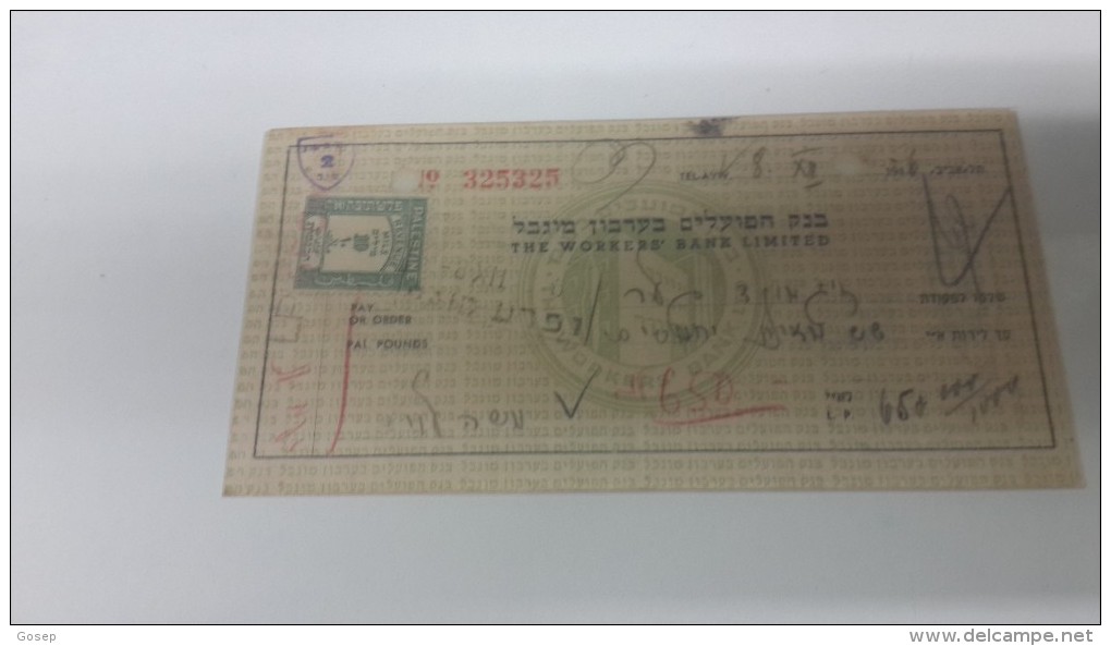 Israel-the Workers Bank Limited-(number Chek-325325)-(650lirot)-1946 - Israel