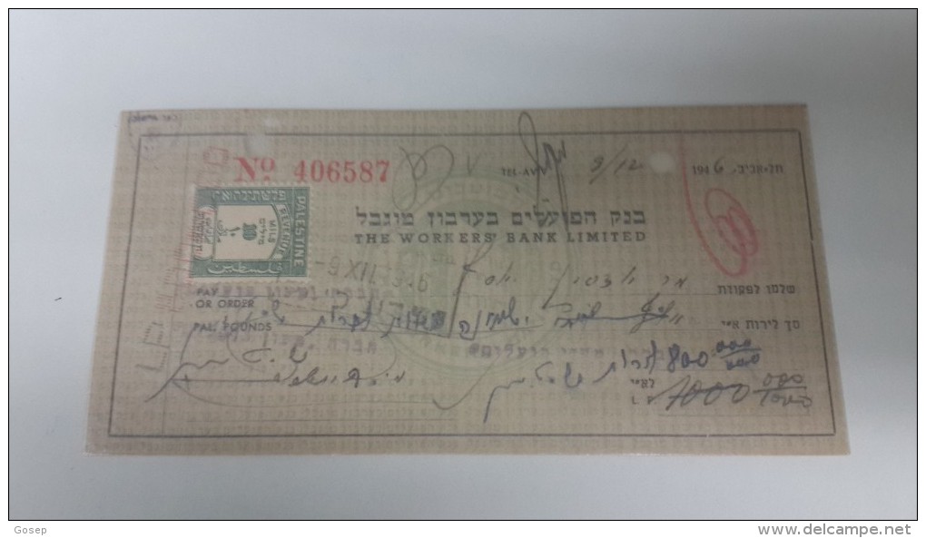 Israel-the Workers Bank Limited-(number Chek-406587)-(800lirot)-1946 - Israel