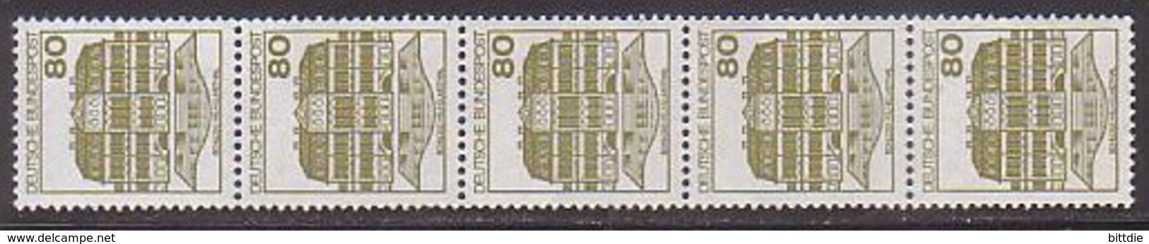 Berlin  1140 AII , R ,  5er-Streifen , Xx  (J 1036) - Rolstempels